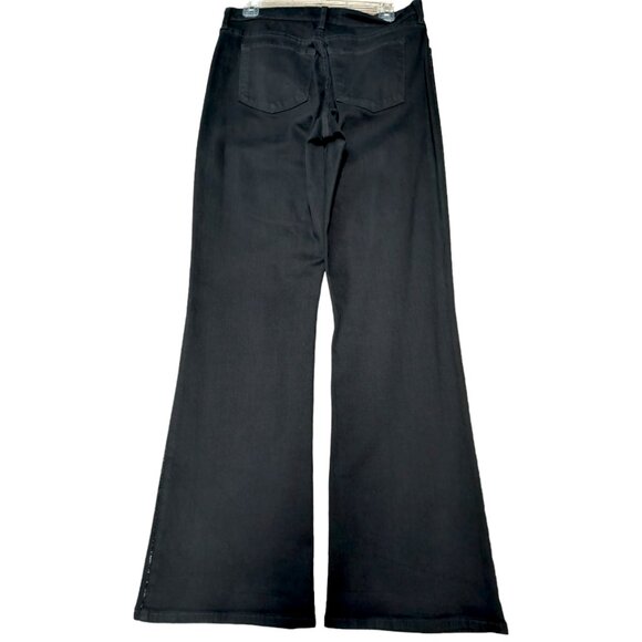 NWT Black Denim High Rise Flare Leg Jeans w/Tiny Rhinestones Down the Seams - Picture 2 of 4
